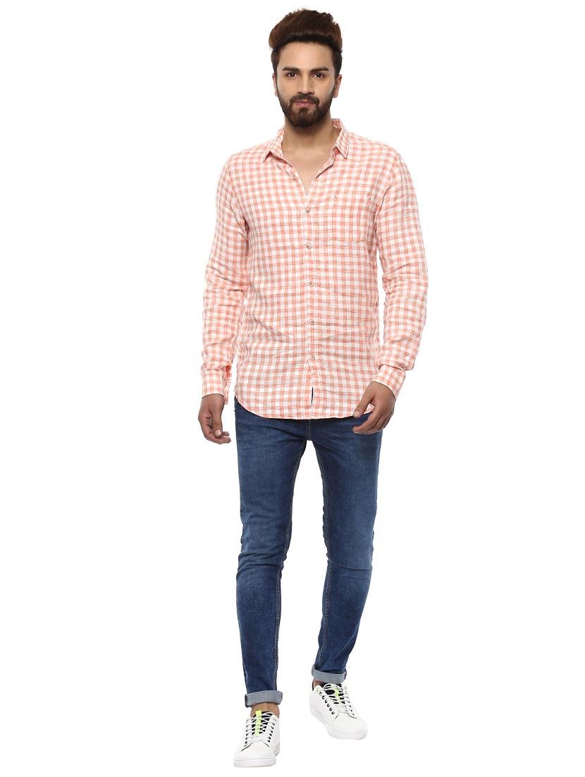 orange cotton casual shirt - 14997175 - Standard Image - 3