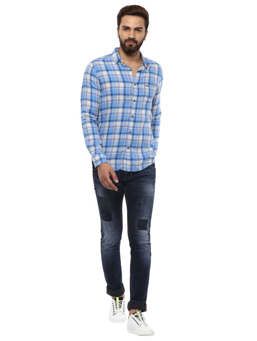 blue cotton casual shirt - 14997177 -  Standard Image - 3