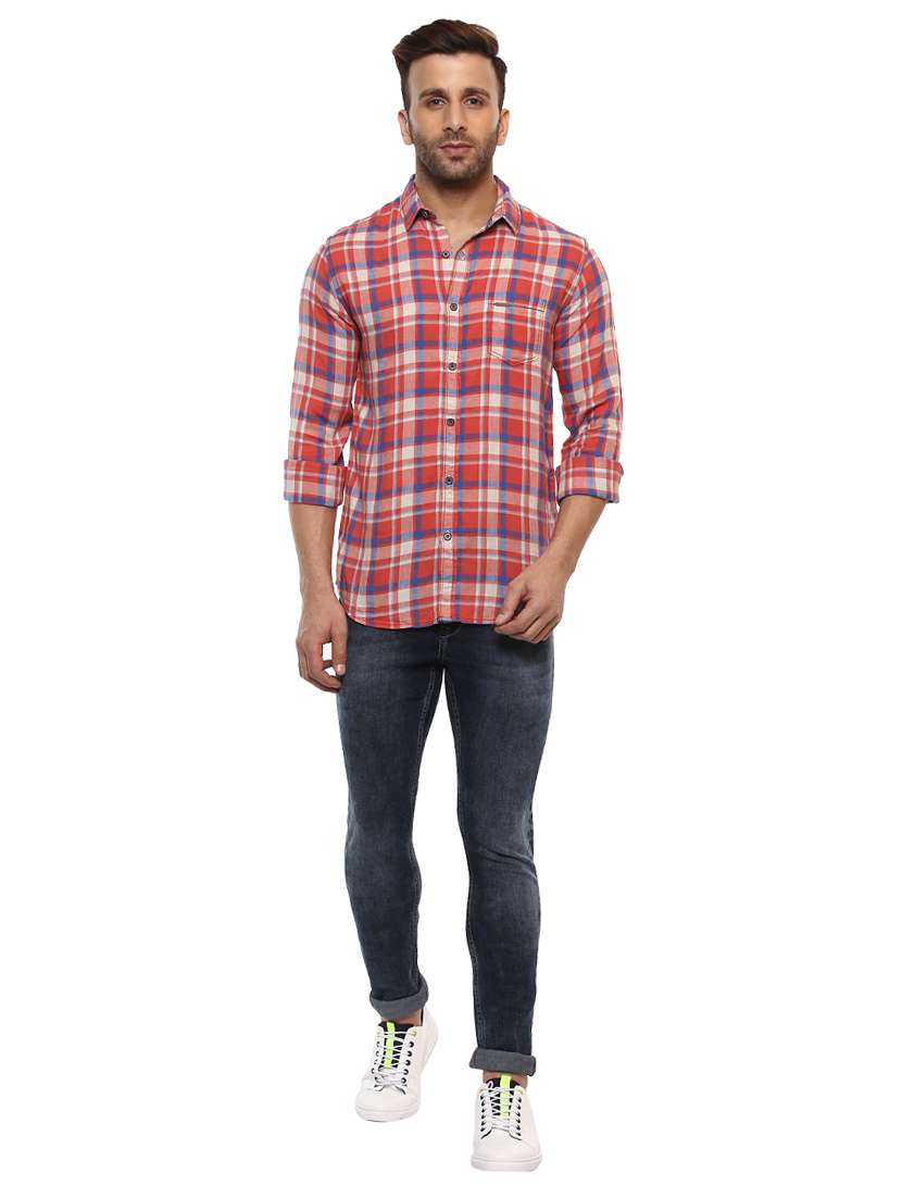 red cotton casual shirt - 14997178 -  Standard Image - 3