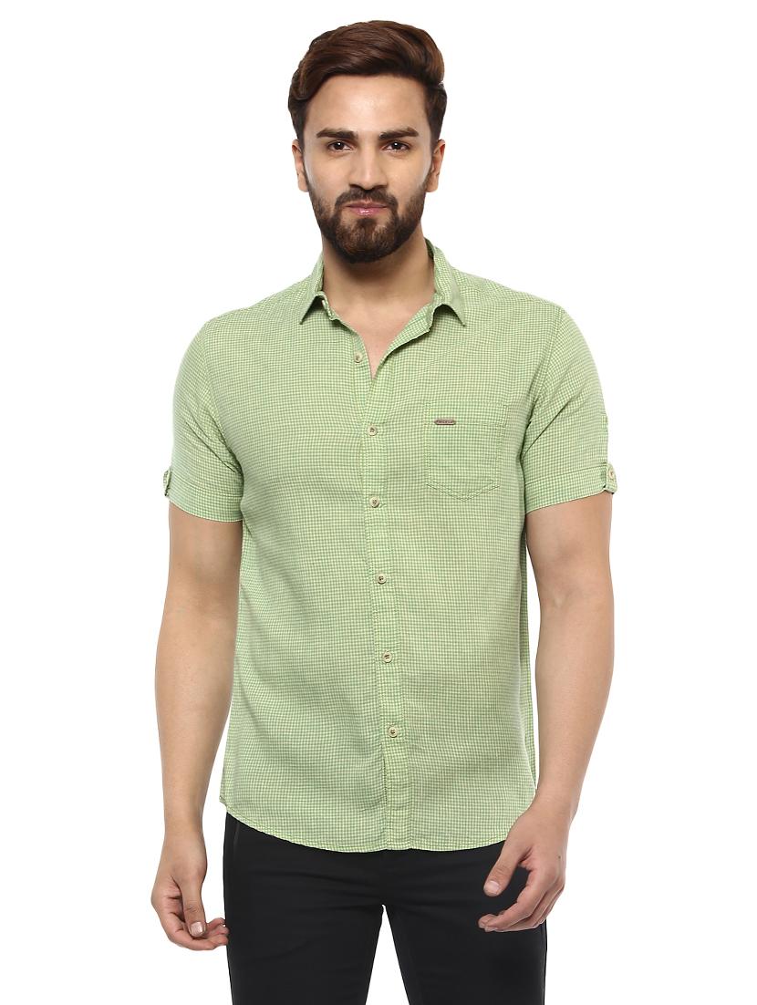 green cotton casual shirt - 14997189 - Zoom Image - 0
