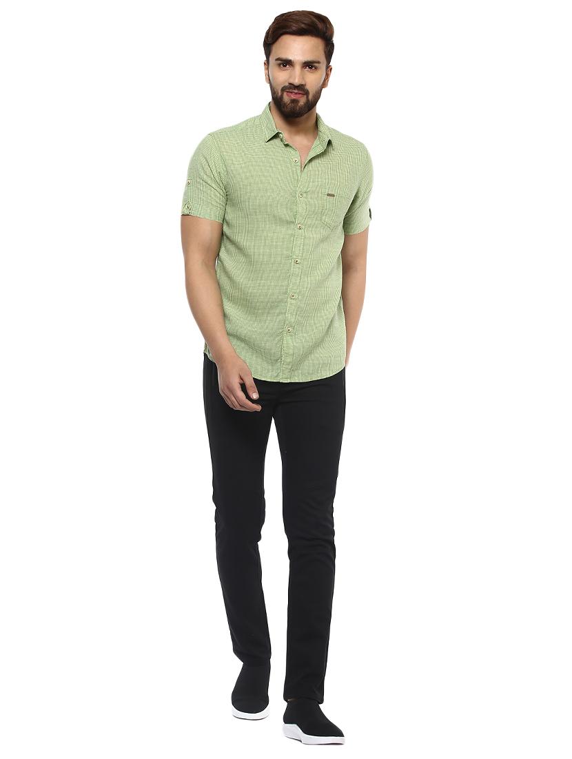 green cotton casual shirt - 14997189 - Standard Image - 3