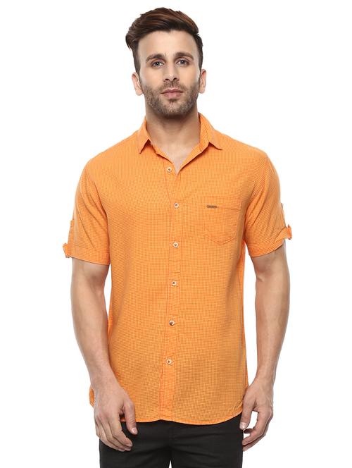 orange cotton casual shirt - 14997190 - Standard Image - 0