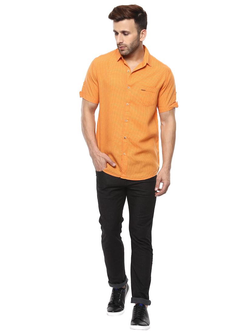 orange cotton casual shirt - 14997190 - Standard Image - 3