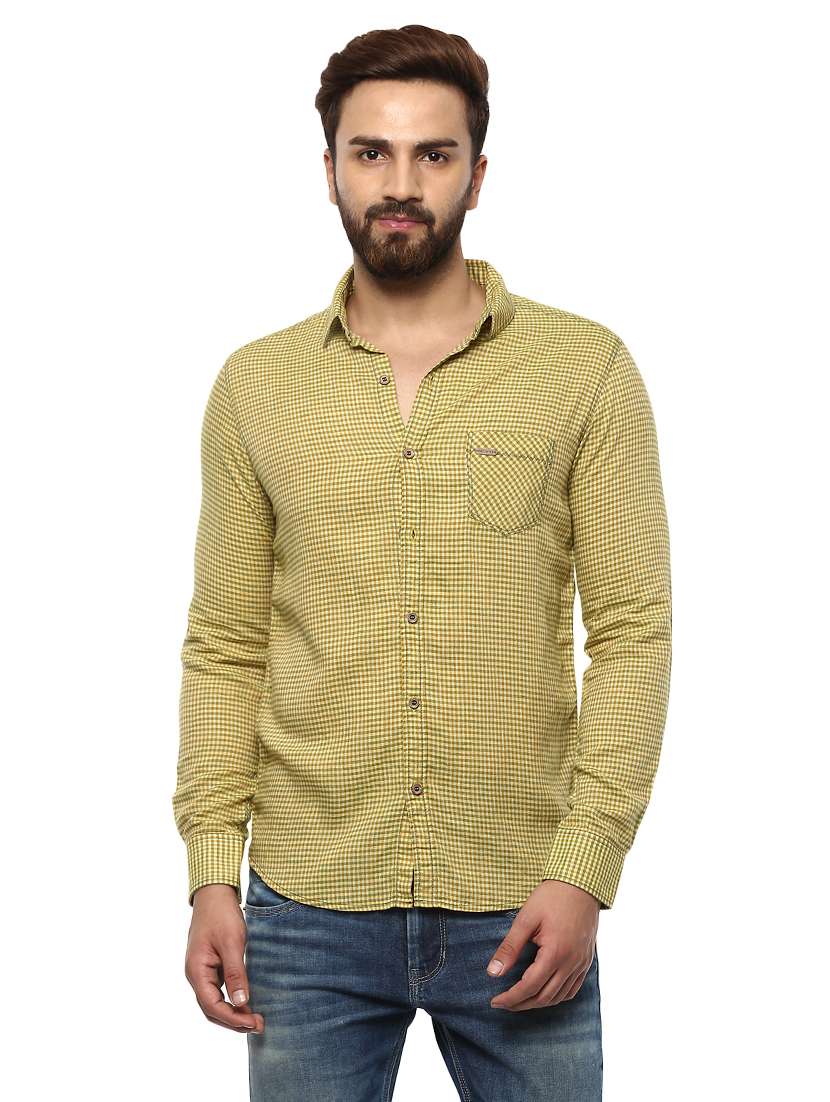 yellow cotton casual shirt - 14997192 - Zoom Image - 0