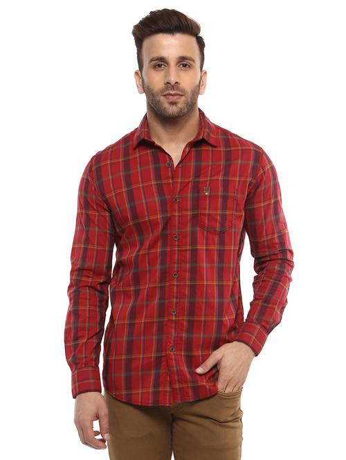 red cotton casual shirt - 14997202 - Standard Image - 0