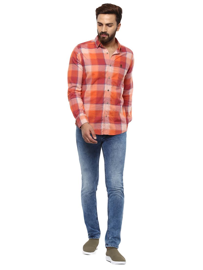 orange cotton casual shirt - 14997212 - Standard Image - 3