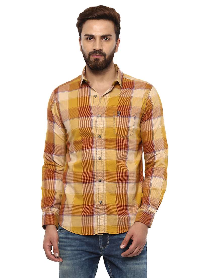 yellow cotton casual shirt - 14997213 - Zoom Image - 0