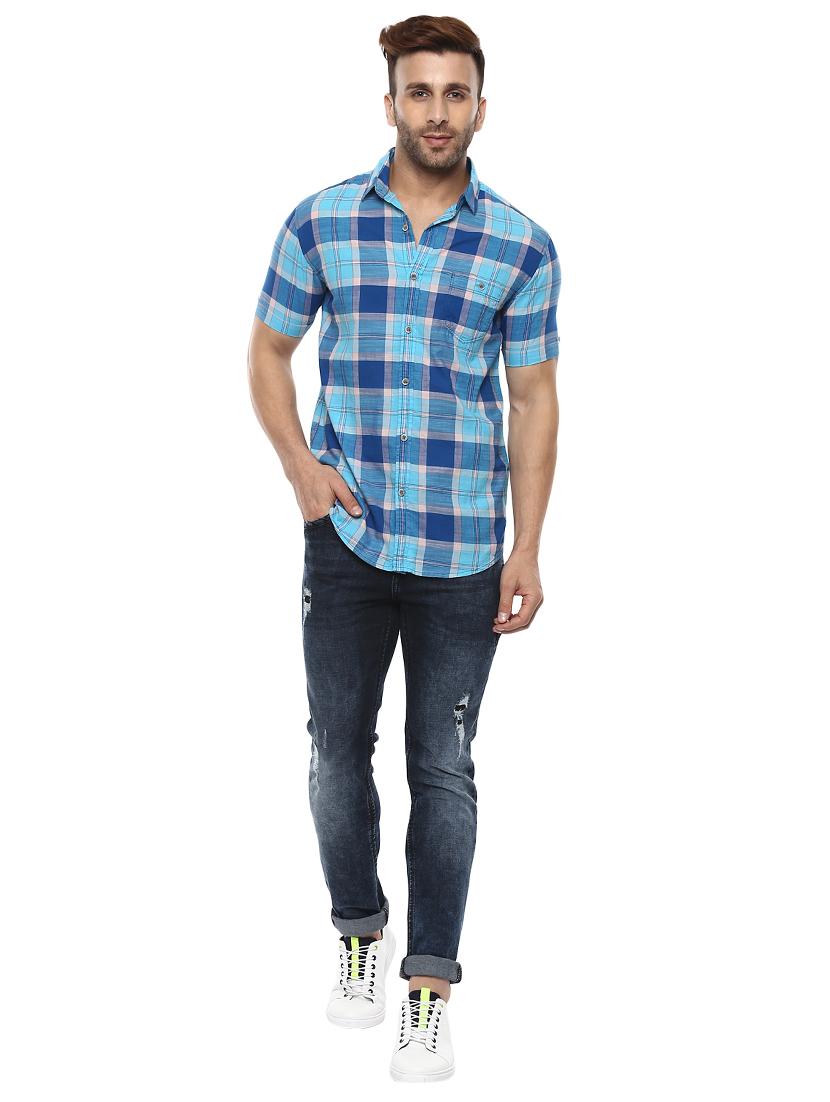 blue cotton casual shirt - 14997214 - Standard Image - 3