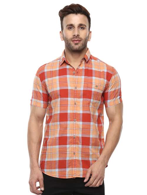 orange cotton casual shirt - 14997215 - Standard Image - 0