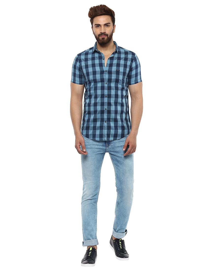 blue cotton casual shirt - 14997217 - Standard Image - 3