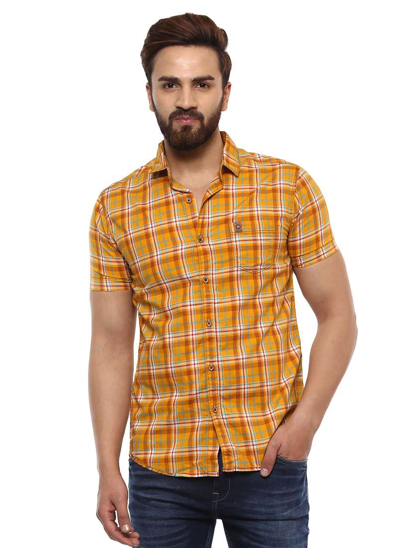 yellow cotton casual shirt - 14997221 -  Zoom Image - 0