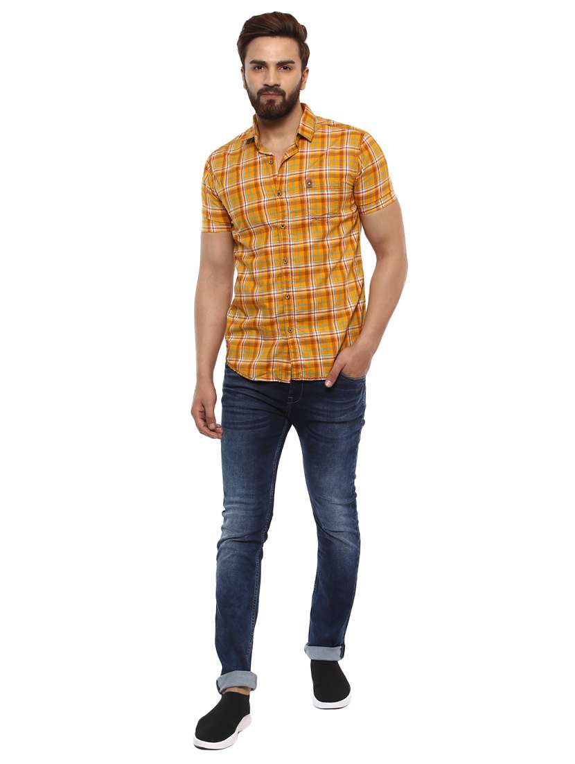 yellow cotton casual shirt - 14997221 - Standard Image - 3