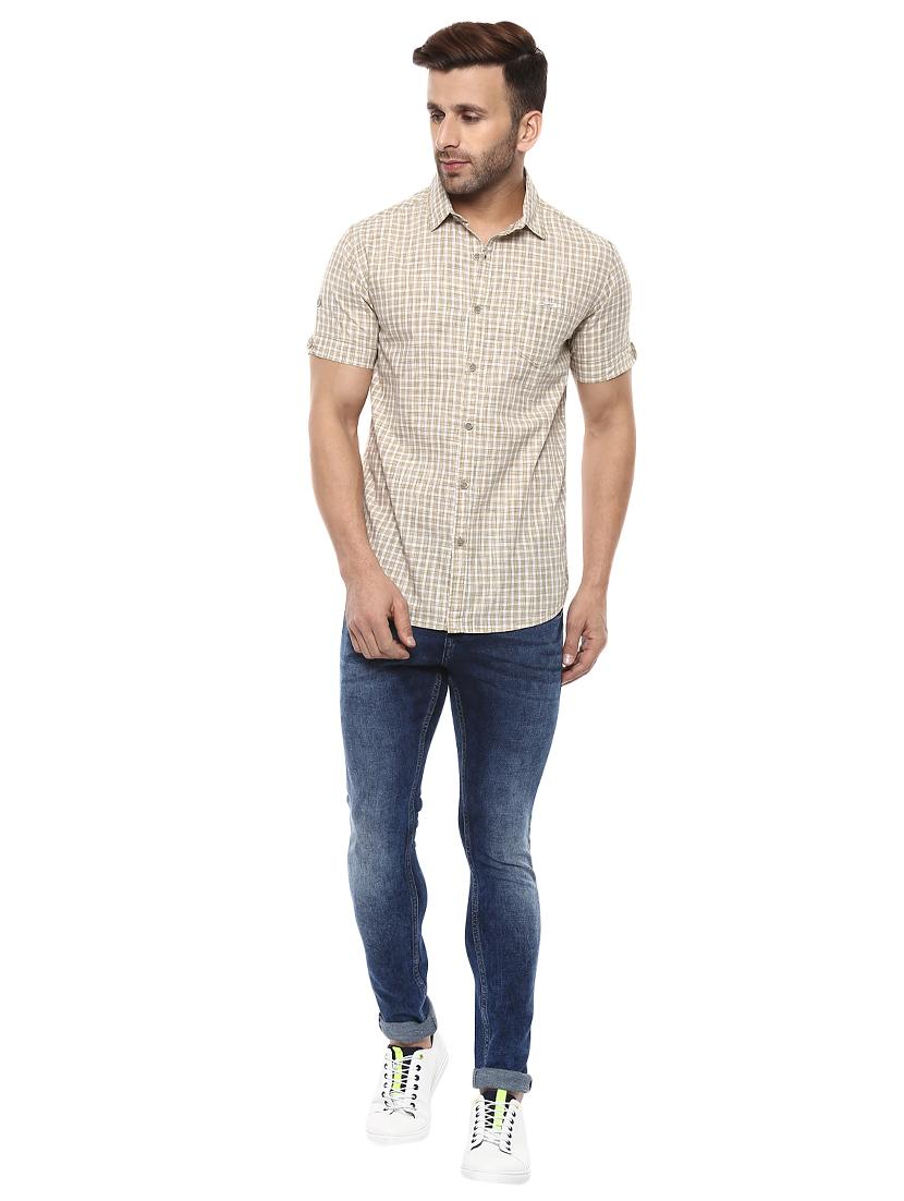 beige cotton casual shirt - 14997224 - Standard Image - 3
