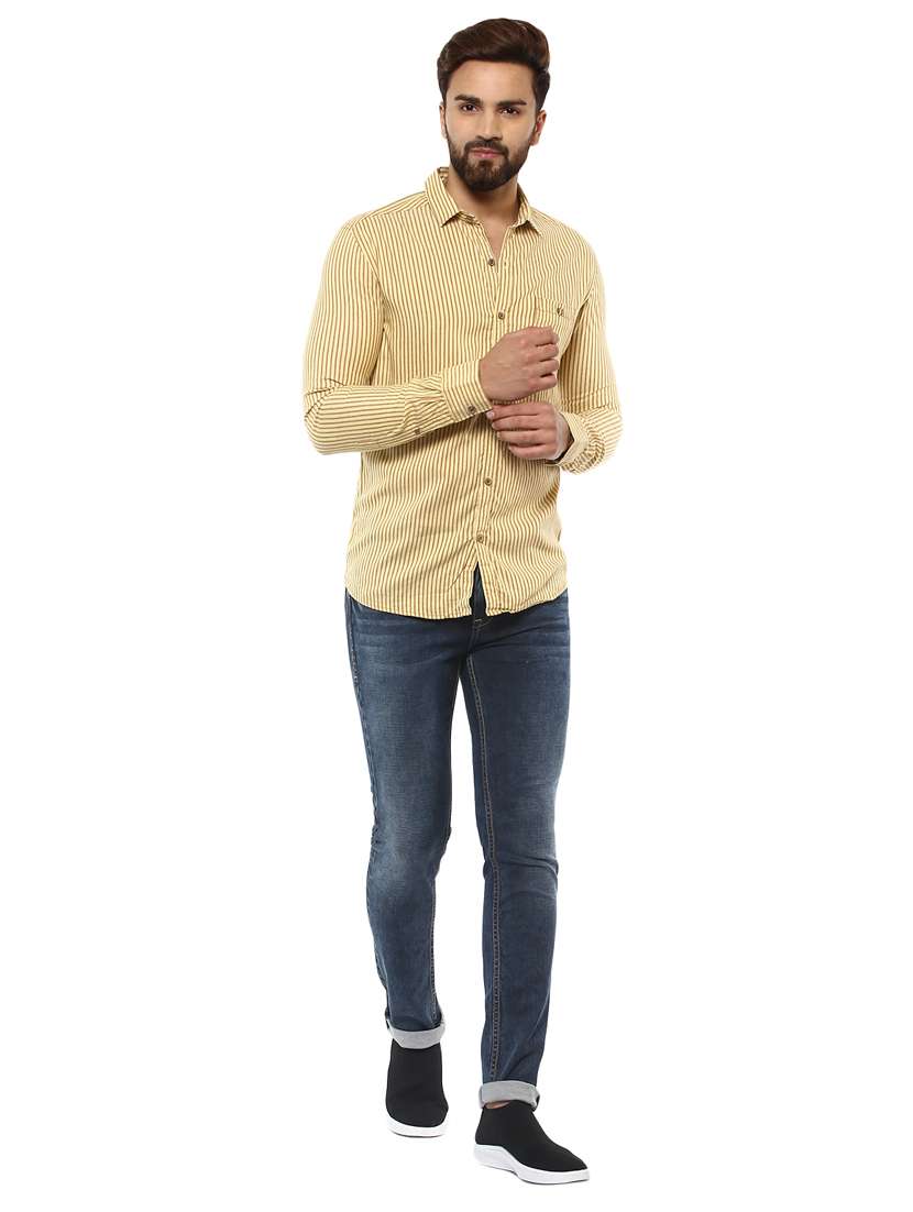 yellow cotton casual shirt - 14997237 - Standard Image - 3