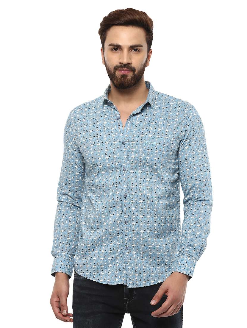 blue cotton casual shirt - 14997254 - Zoom Image - 0
