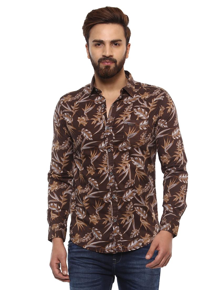 brown cotton casual shirt - 14997263 -  Zoom Image - 0