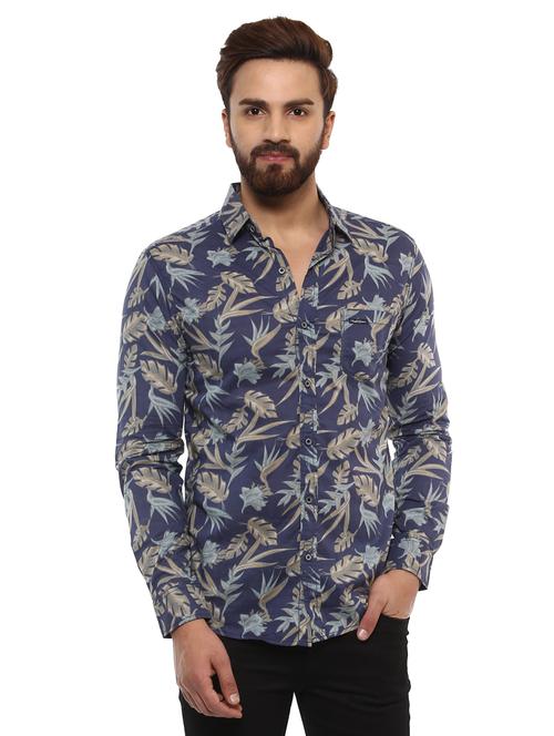 navy blue cotton casual shirt - 14997264 - Standard Image - 0