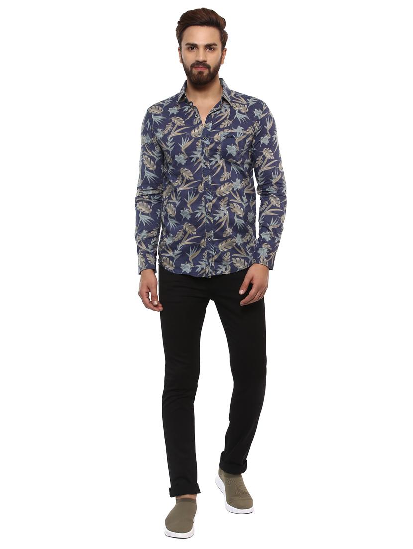 navy blue cotton casual shirt - 14997264 - Standard Image - 3