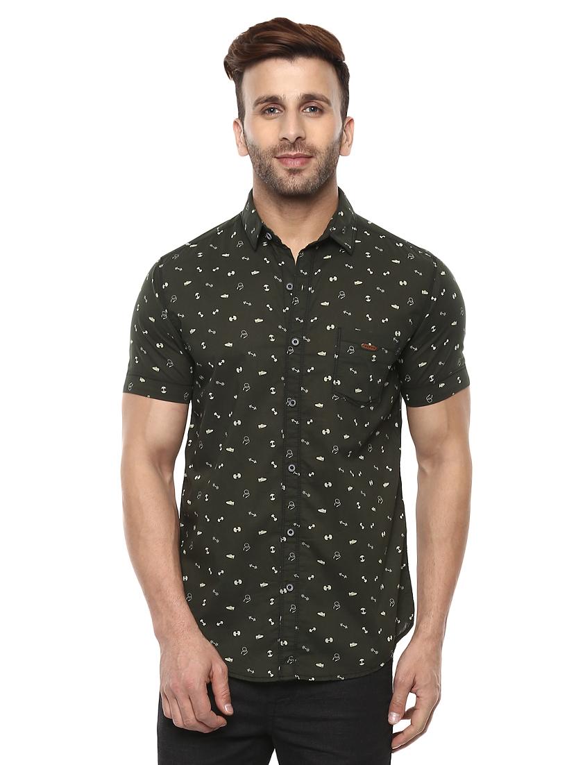 olive green cotton casual shirt - 14997284 - Zoom Image - 0