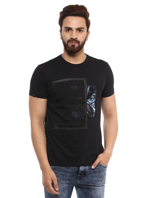 black cotton front print tshirt - 14997296 -  Standard Image - 0