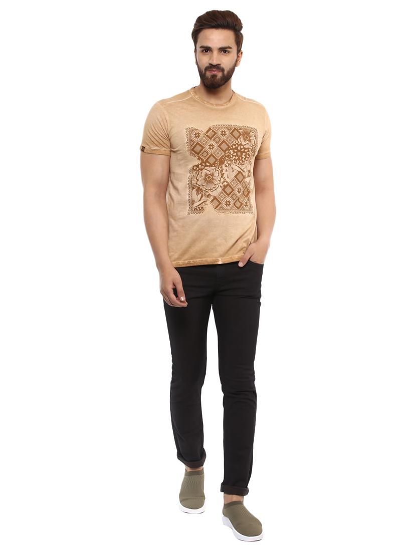 beige cotton front print tshirt - 14997314 - Standard Image - 3