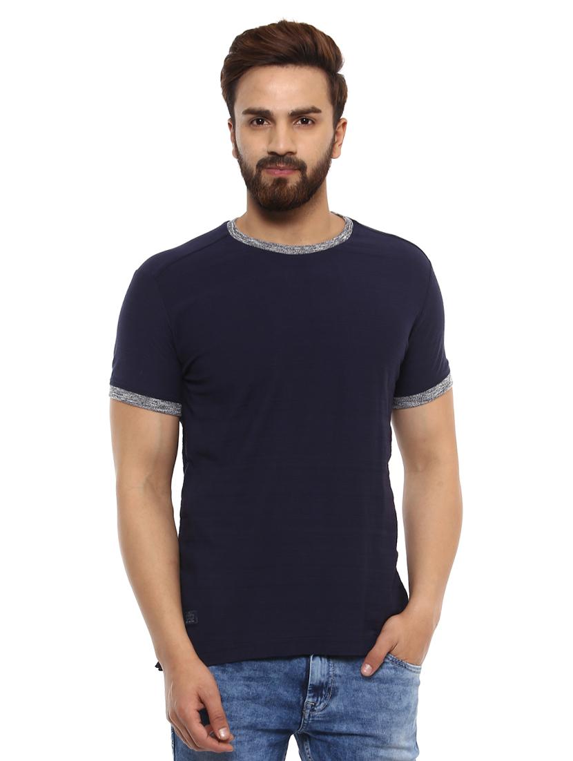 navy blue cotton all over print t-shirt - 14997319 - Zoom Image - 0
