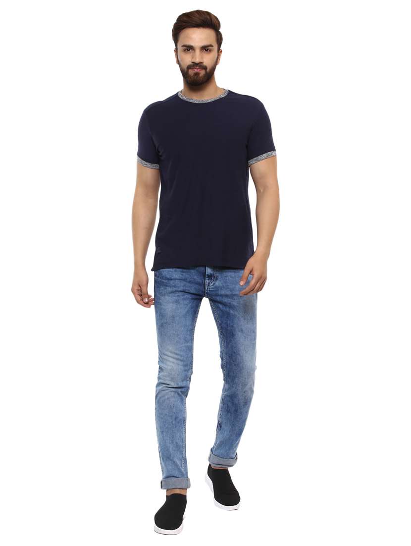 navy blue cotton all over print t-shirt - 14997319 - Standard Image - 3