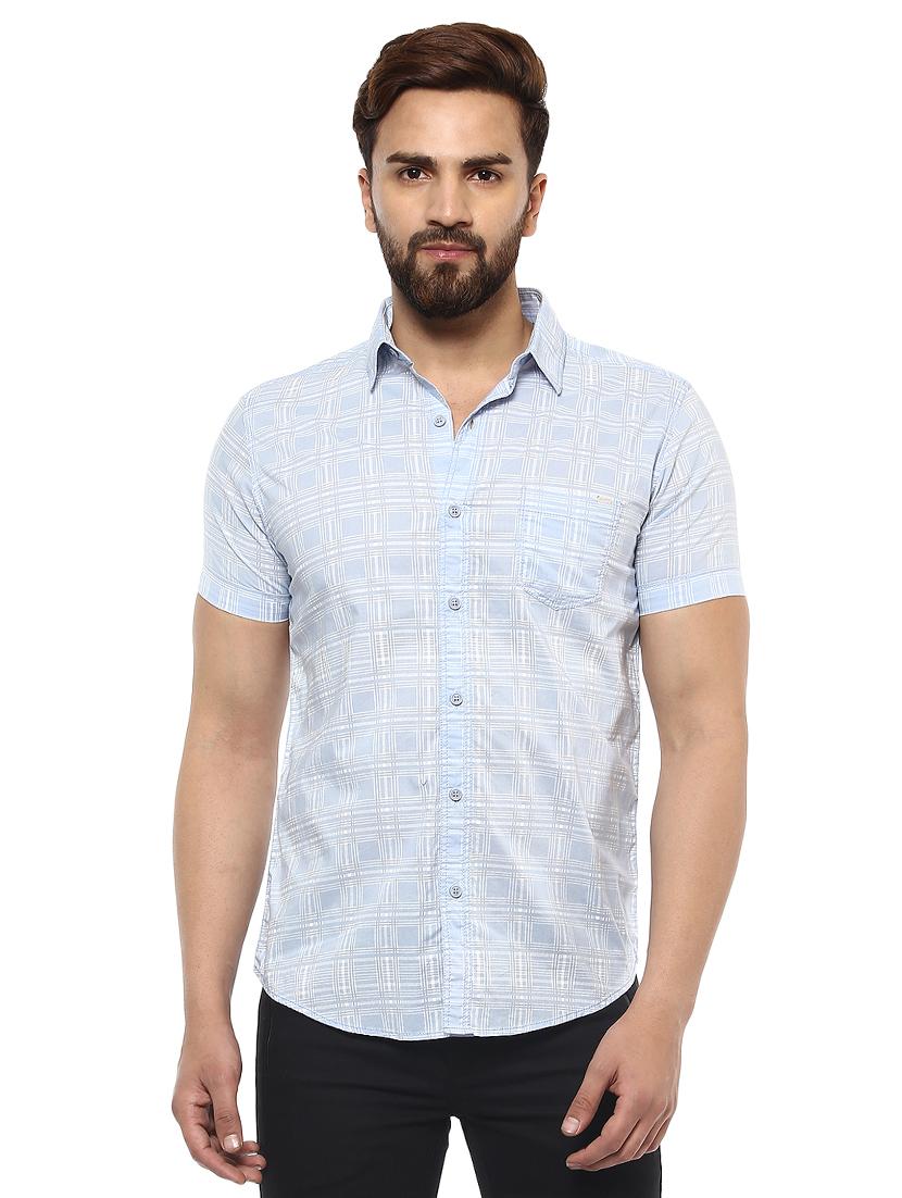 light blue cotton casual shirt - 14997350 -  Zoom Image - 0