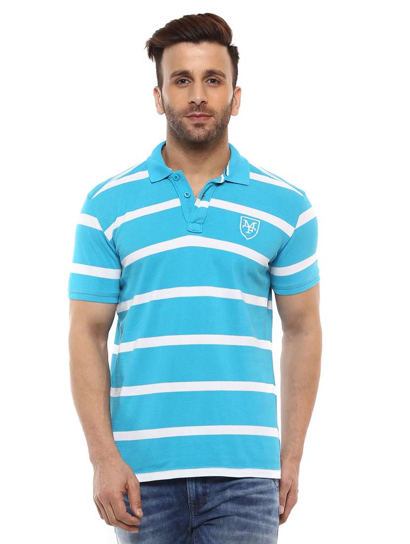 light blue striped polo t-shirt - 14997367 -  Zoom Image - 0