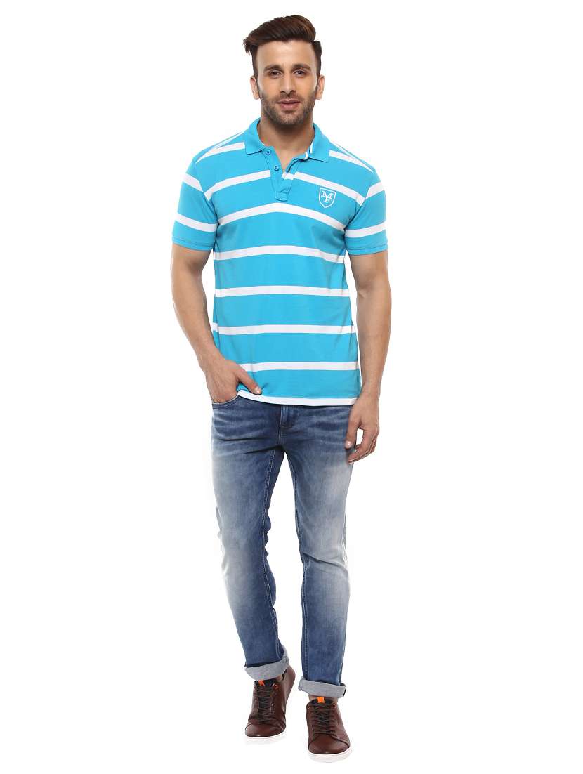 light blue striped polo t-shirt - 14997367 - Standard Image - 3