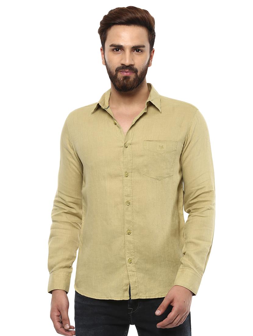 green linen casual shirt - 14997368 -  Zoom Image - 0