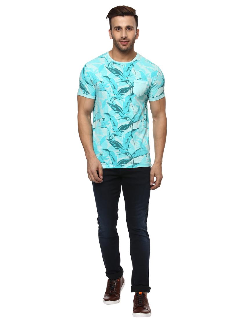 turquoise cotton all over print tshirt - 14997372 - Standard Image - 3