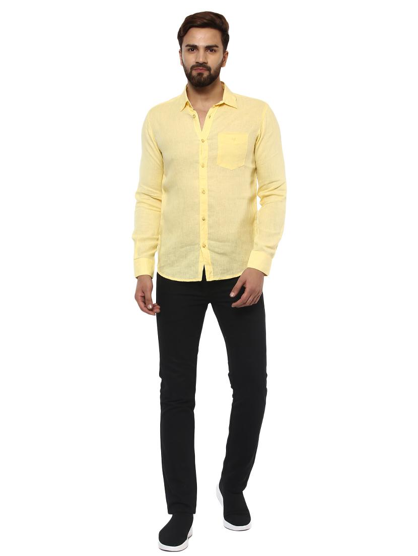 yellow linen casual shirt - 14997375 - Standard Image - 3