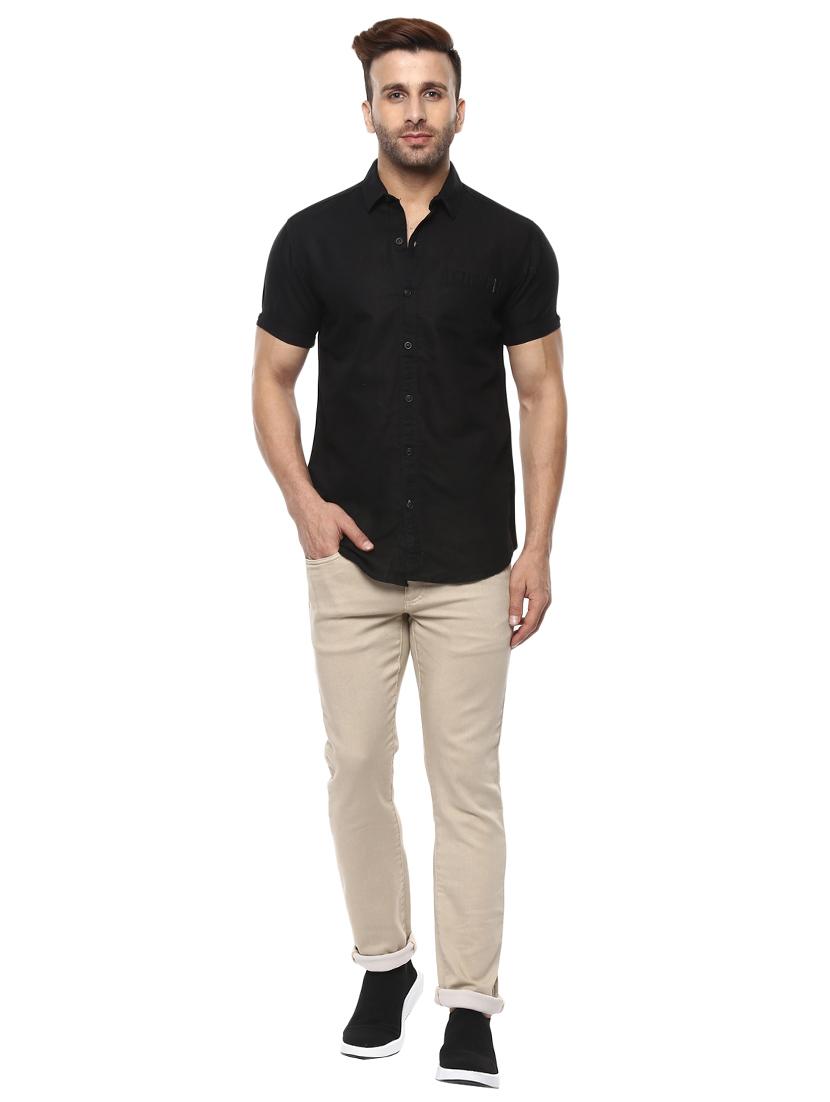 black linen casual shirt - 14997395 - Standard Image - 3