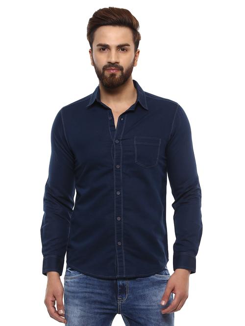 navy blue linen casual shirt - 14997400 -  Standard Image - 0