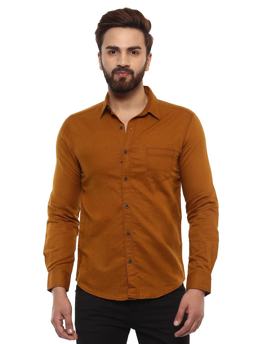 brown linen casual shirt - 14997402 -  Zoom Image - 0