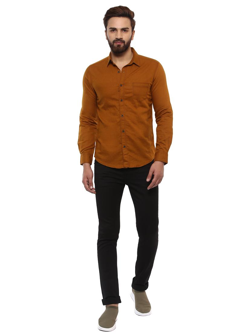brown linen casual shirt - 14997402 - Standard Image - 3