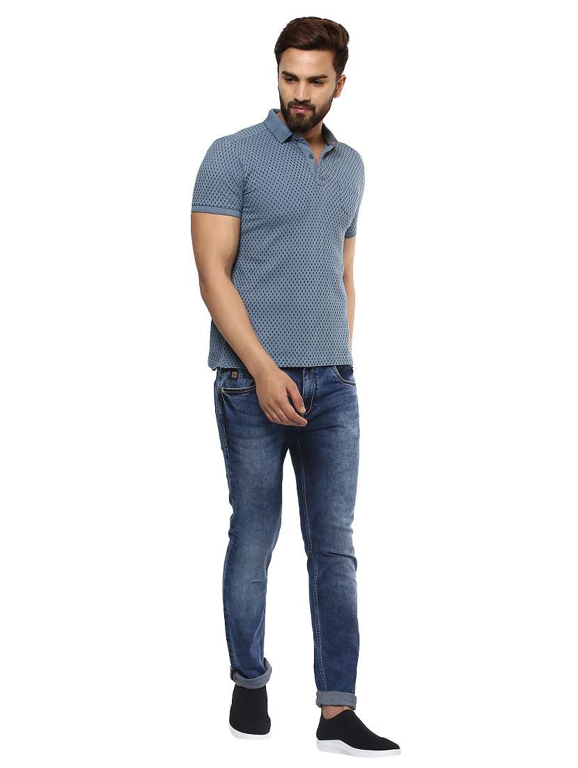 blue all over print polo t-shirt - 14997403 -  Standard Image - 3