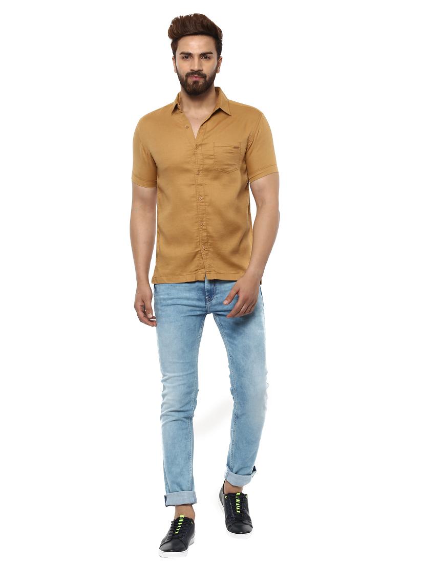 beige cotton casual shirt - 14997414 - Standard Image - 3