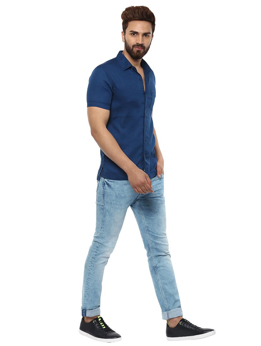 blue cotton casual shirt - 14997417 - Standard Image - 3