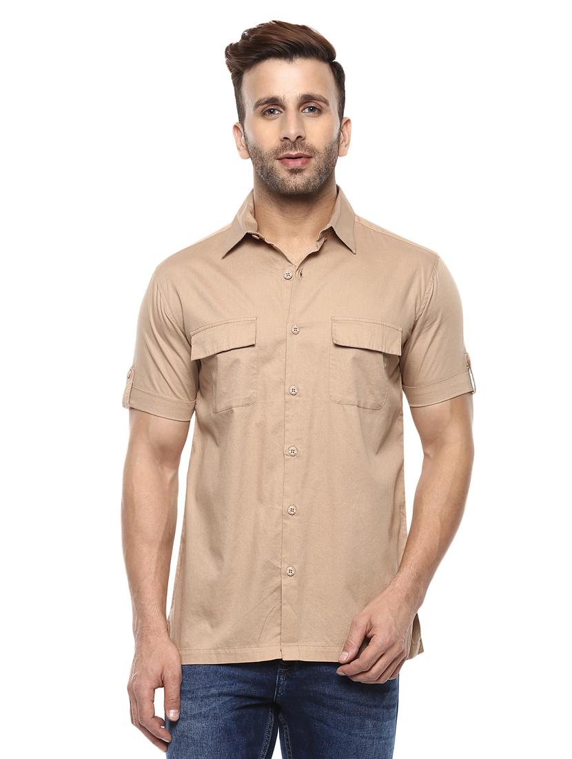 beige cotton casual shirt - 14997431 - Zoom Image - 0