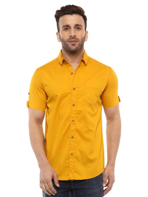 yellow cotton casual shirt - 14997433 - Standard Image - 0