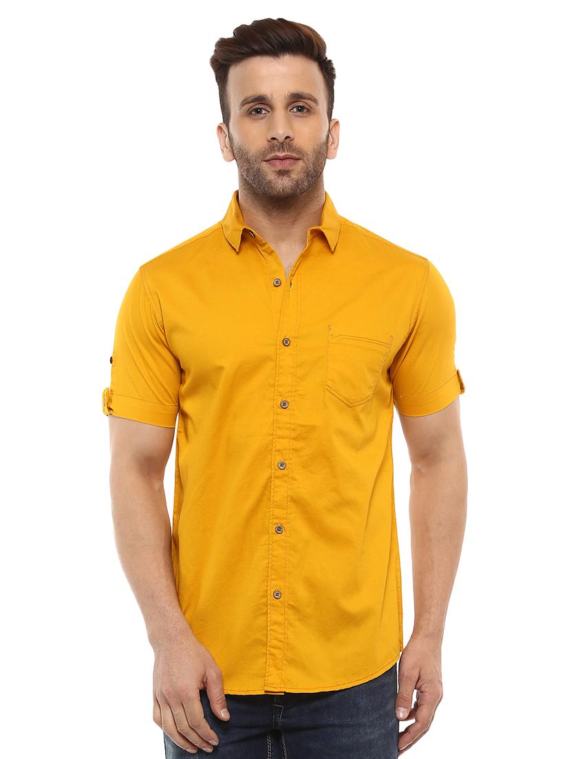 yellow cotton casual shirt - 14997433 - Zoom Image - 0