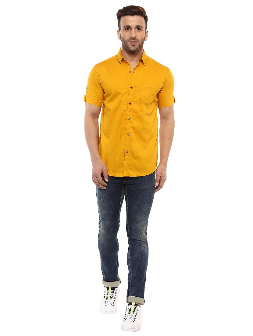 yellow cotton casual shirt - 14997433 - Standard Image - 3