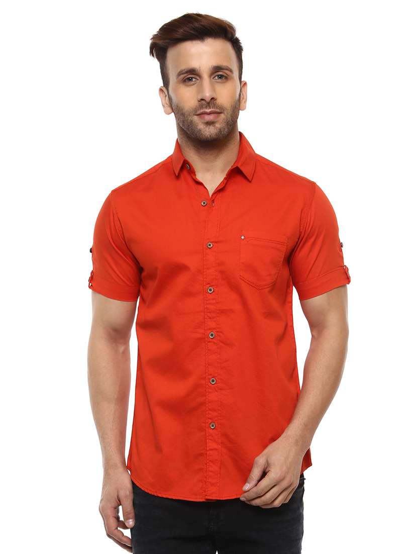 orange cotton casual shirt - 14997435 -  Zoom Image - 0