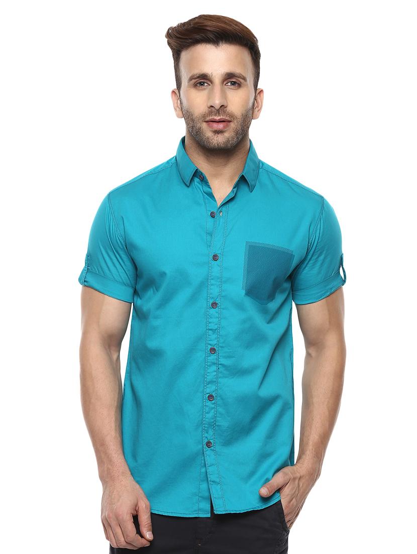 blue cotton casual shirt - 14997452 - Zoom Image - 0