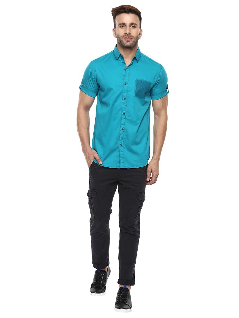 blue cotton casual shirt - 14997452 - Standard Image - 3