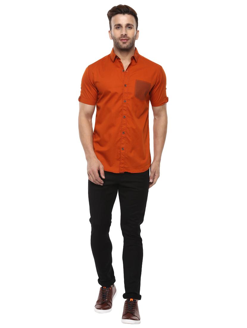 orange cotton casual shirt - 14997454 - Standard Image - 3