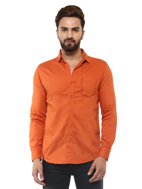 orange cotton casual shirt - 14997461 - Standard Image - 0