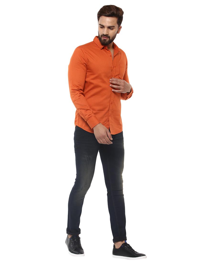 orange cotton casual shirt - 14997461 - Standard Image - 3